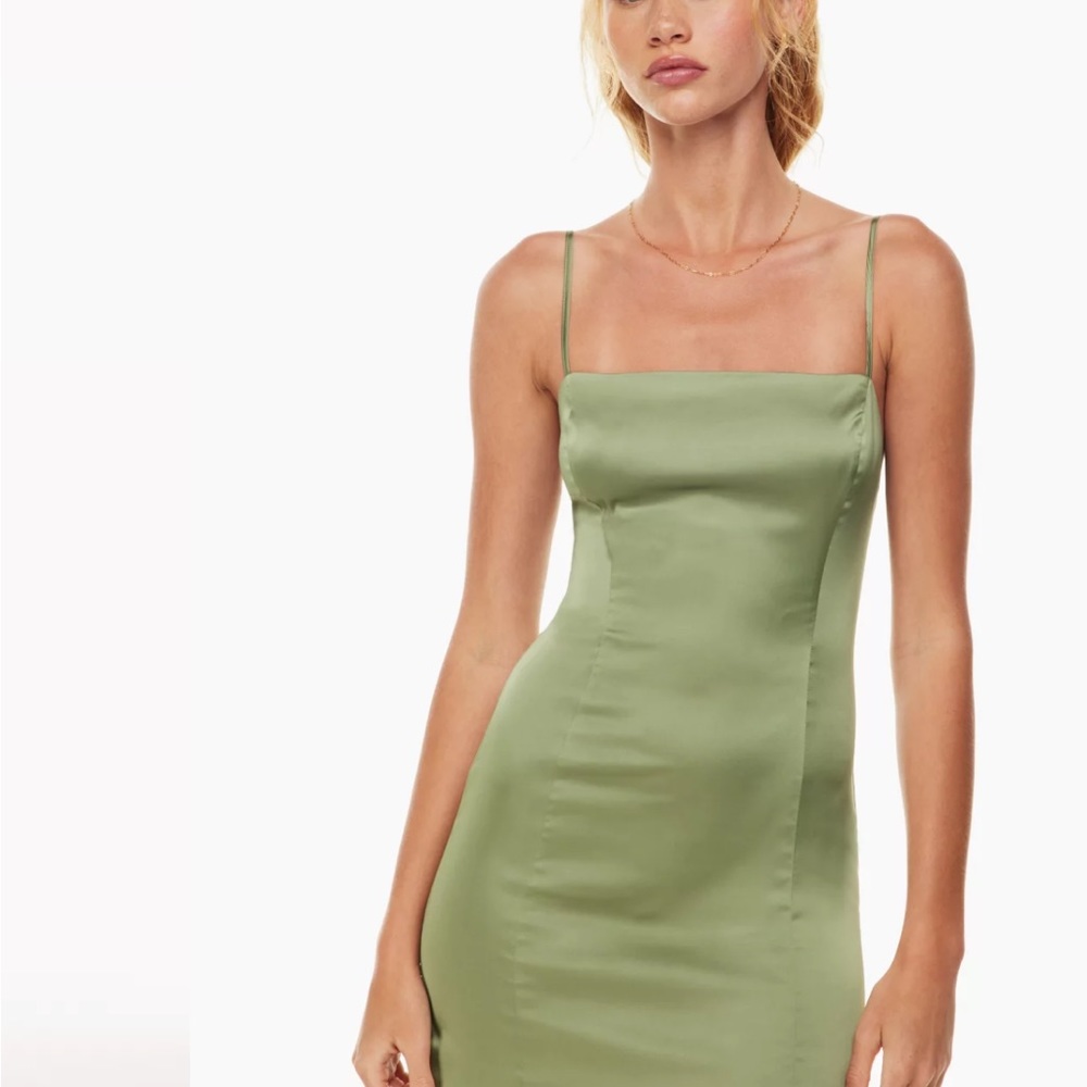 Aritzia sage satin mini dress. Perfect condition, worn once